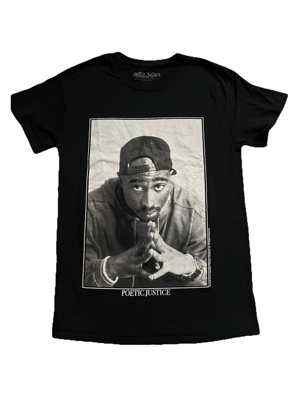 2Pac Poetic Justice Black Cotton‎ Short Sleeve Graphic T-Shirt Mens Small 90s